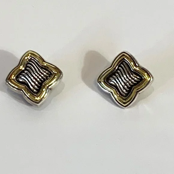 DAVID YURMAN Quatrefoil Earrings in Sterling Silver and 18K Yellow - Picture 2 of 16